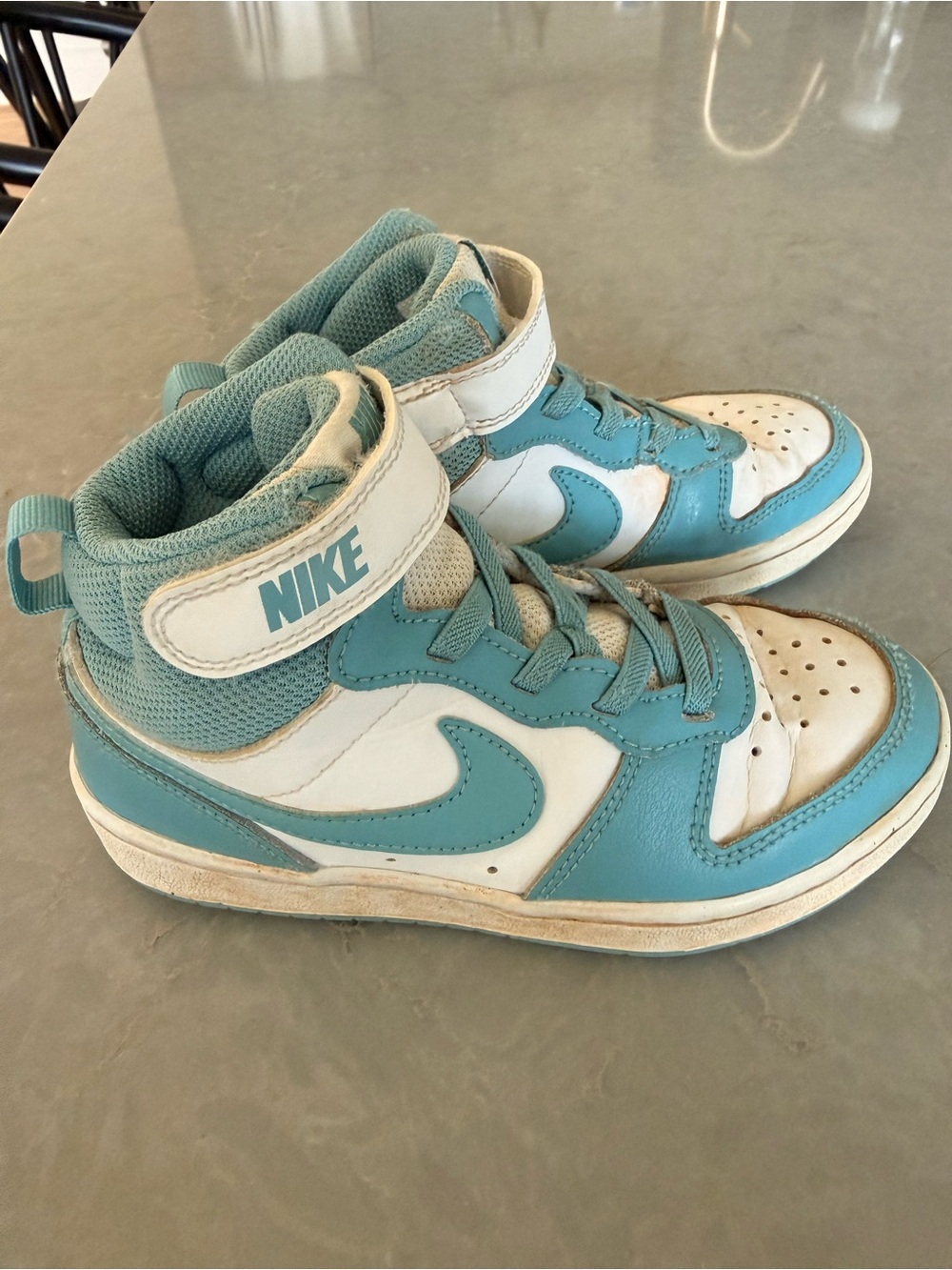 Nike Kids High-Top Sneakers in Teal and White